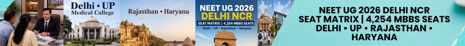 Delhi NCR NEET UG 2026 seat matrix thumbnail – 4,254 MBBS seats across Delhi, Uttar Pradesh, Rajasthan, and Haryana with complete quota-wise breakdown
