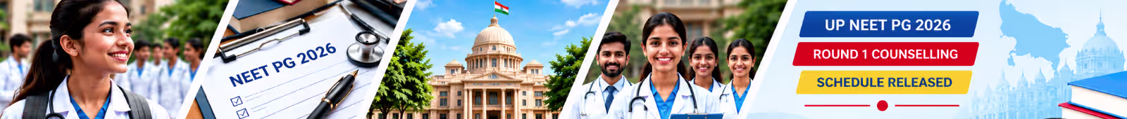 UP NEET PG 2026 Round 1 counselling schedule with registration, choice filling and seat allotment dates
